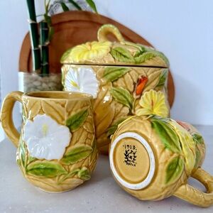 Vintage Floral Ceramic canister and mug set made in Japan
